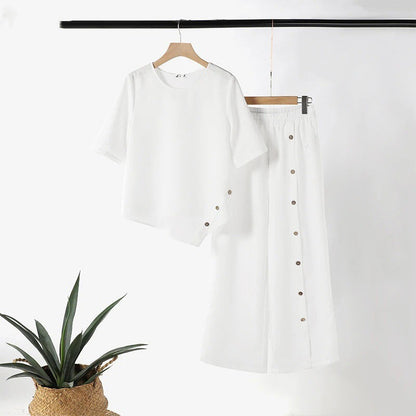 Rosina Irregular Hem Wide-Leg Pants Set
