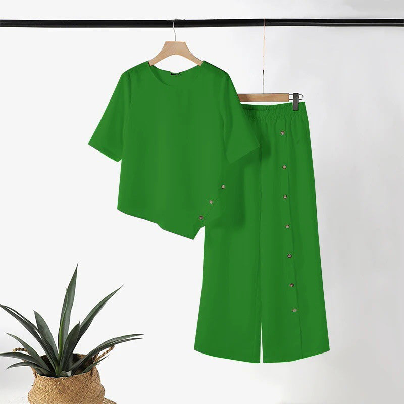 Rosina Irregular Hem Wide-Leg Pants Set