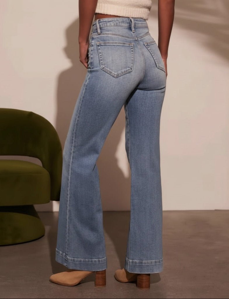 Lena High-Waist Wide-Leg Flare Jeans