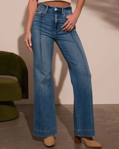 Lena High-Waist Wide-Leg Flare Jeans