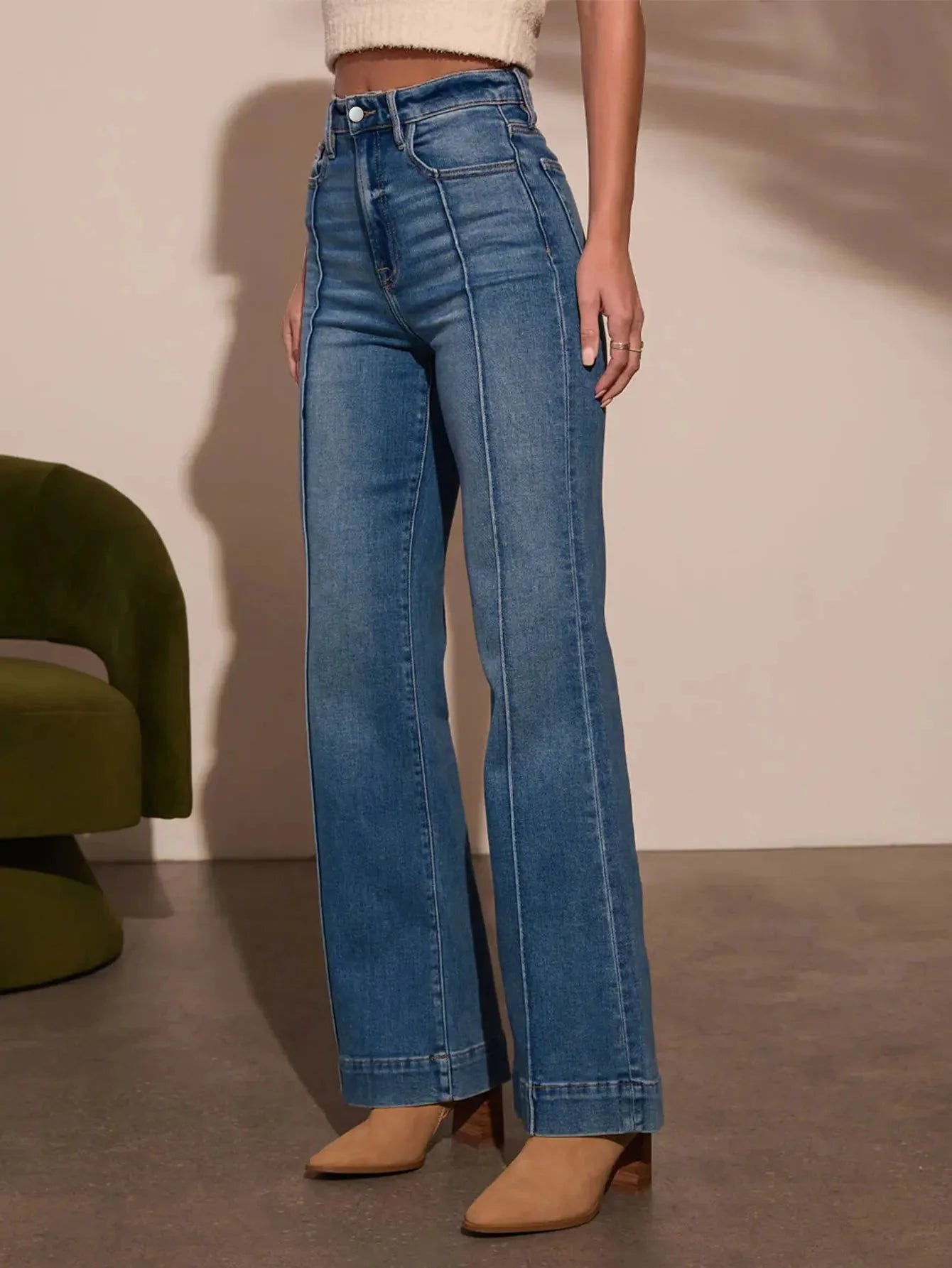 Lena High-Waist Wide-Leg Flare Jeans